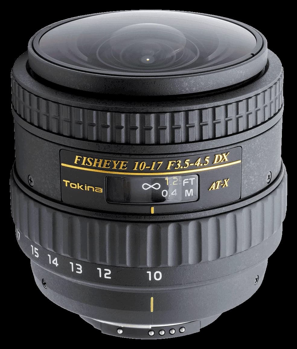 Tokina fisheye 10-17 lens product image on a white background